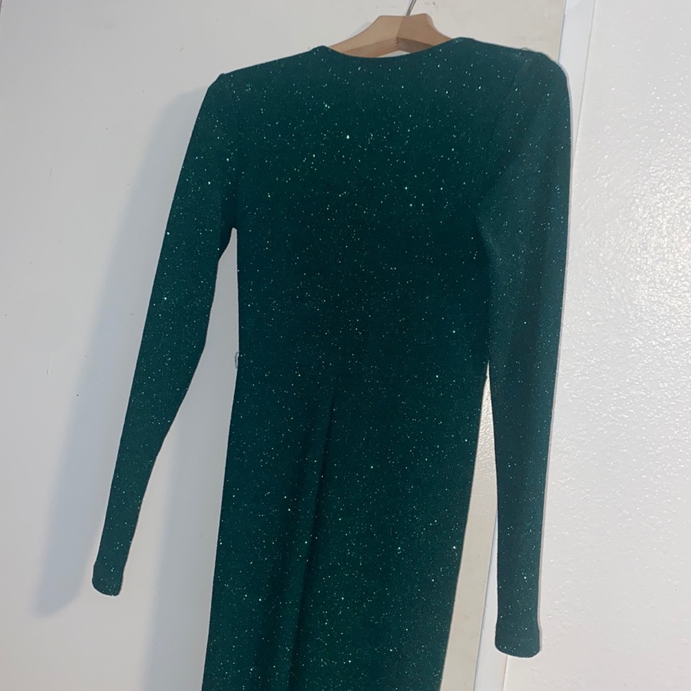 Sparkly Dark green long prom dress